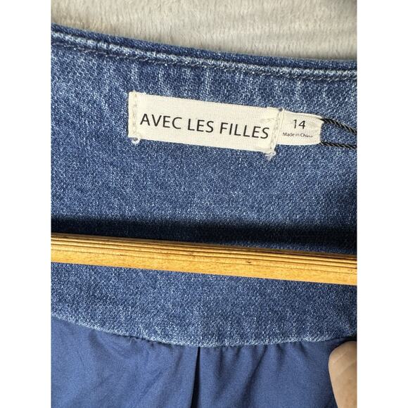 Avec Les Filles Western Embroidered Denim Minidress Size 14 Woman’s Cowgirl - Picture 6 of 11